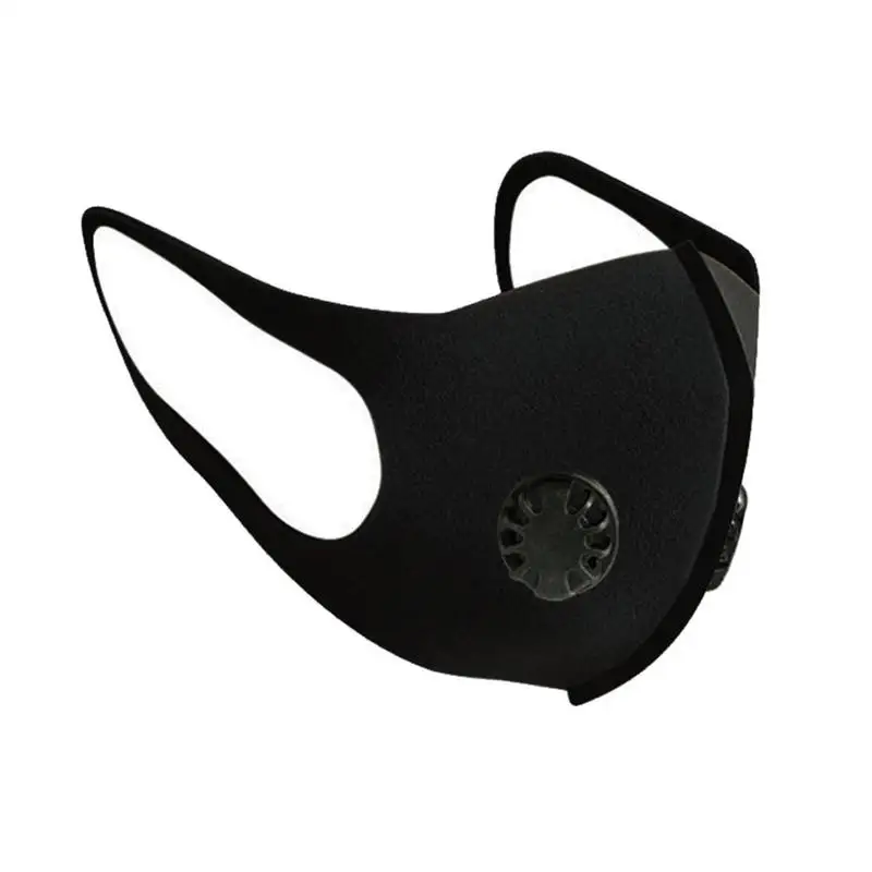 

Anti Bacterial Mouth Mask Double Breathing Valve & Filter Pad Adult Unisex Black Reusable Face Masks Prevent Saliva Respirator