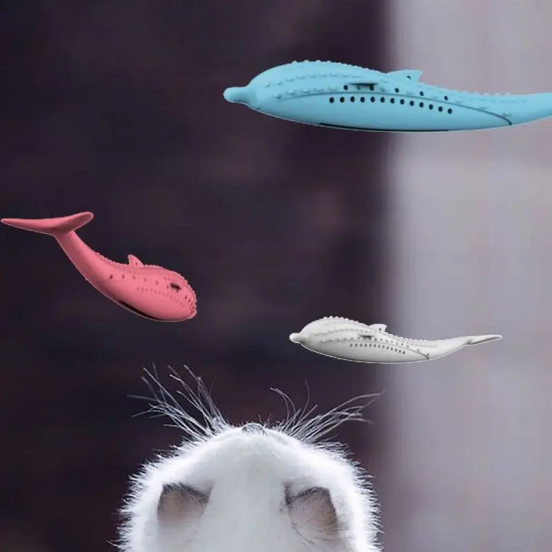 Кошачья мята, зубная щетка в форме рыбки С Кошачьей Мятой для кошек, имитация рыб, Силиконовые Зубные жевательные принадлежности, игрушки для кошек, синий/розовый/белый, Z1