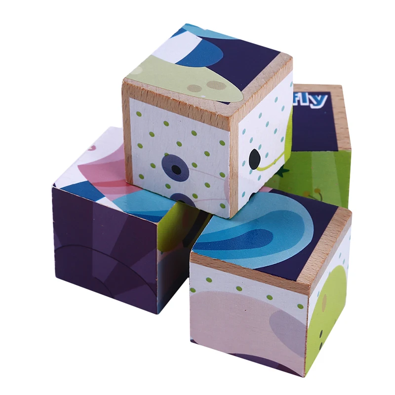 Creative Wooden Cartoon Animal Puzzle Toys Single 6 Sides Wisdom Jigsaw Puzzle Early Education Learning Toys For Children Game