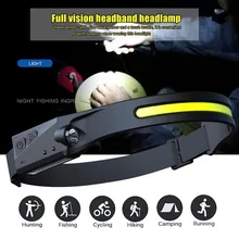 

Induction Headlamp Portable COB+LED Headlight USB Rechargeable Torch Flashlight Work Light Bar Head Band Lamp Camping Lantern