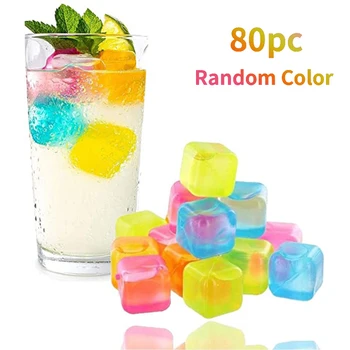 

80 Pcs Colored Plastic Ice Creams, Easy To Chill Plastic Beverage Ices, Reusable Colorful Ices