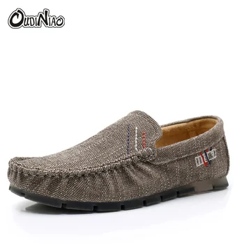 

OUDINIAO Men Shoes Canvas Slip On Loafers Men Casual Shoes Plimsolls Breathable Male Footwear Spring Sneakers Classic Driving