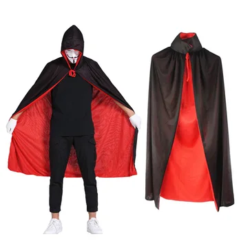 

Adult Men Women Solid Hooded Cape Long Cloak Black Halloween Costume Coat Vampire Ponchos Halloween Costumes for Women