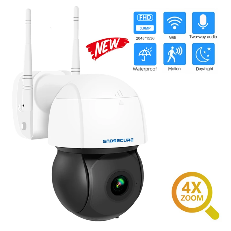 IP камера видеонаблюдения SNOSECURE 3 Мп Wi Fi 4 кратный зум|Камеры видеонаблюдения| |