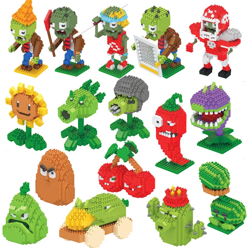 

Nanoing NO compatible legoed Plants vs. Zombies mini micro Block Building Brick Game fruits Veggie model Toys sets corpse flower