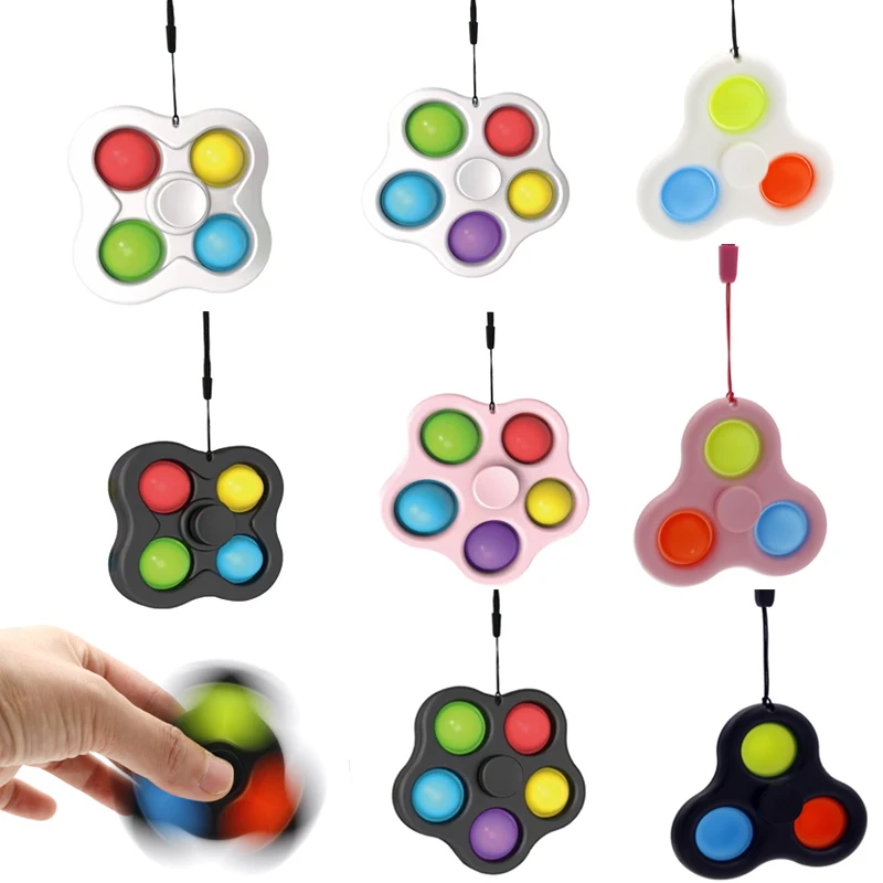 Simple Dimple juguetes Fidget Spinner Pop Fidget aliviador de estrés empuje de Fidget juguete sensorial con llavero adultos regalos para bebé
