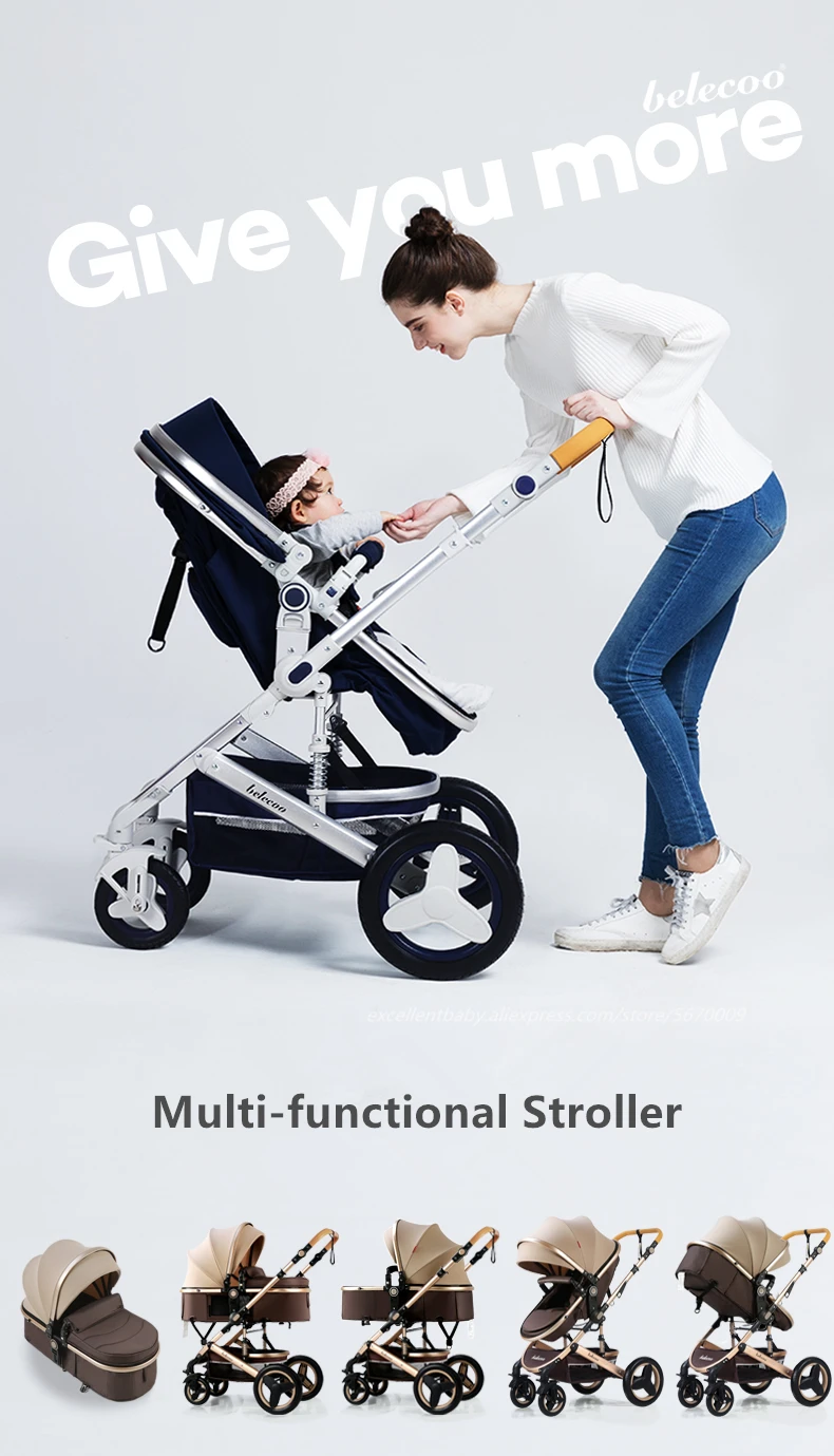 Belecoo Lightweight Luxury Baby Stroller 3 in 1