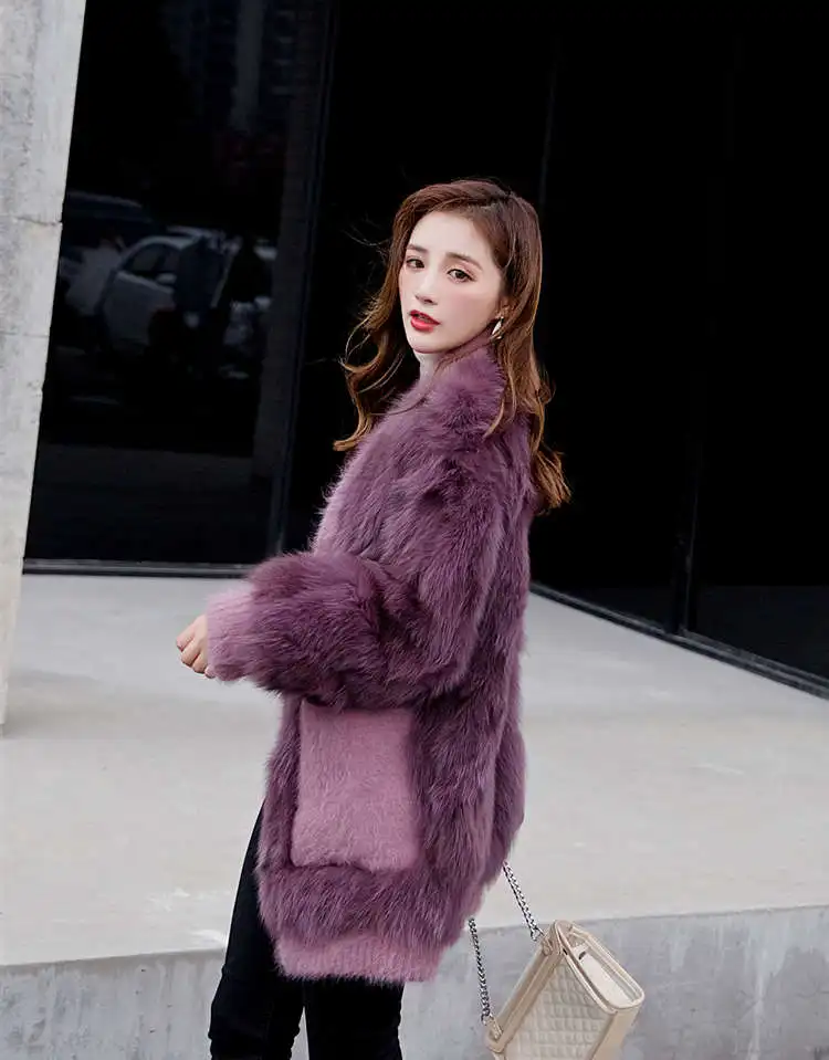 Женская зимняя бархатная куртка OFTBUY, с натуральным мехом лисы и кролика, свободная теплая куртка с V-образным вырезом, плотная верхняя одежда