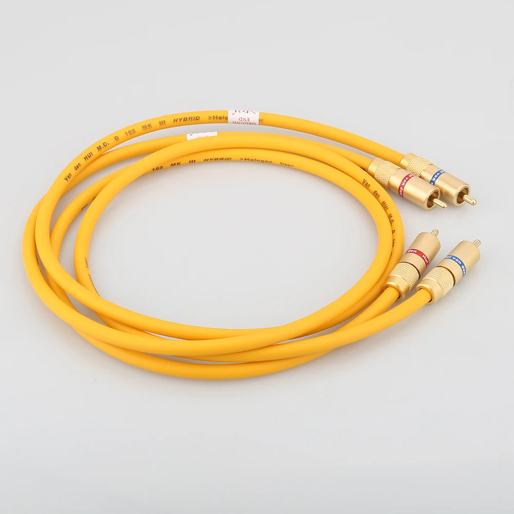 Pair Van Den Hul M.C D-102 MK III HYBRID (Halogen F) hifi Audio Cable with  Gold plated RCA jack RCA to RCA VDH extension cable