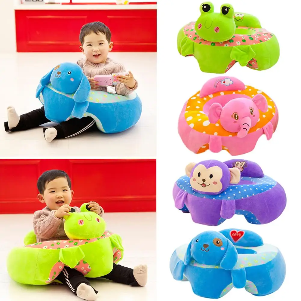 Asiento de bebé con dibujos de animales, asiento de soporte para niños, peluche para niños, dibujos animados, funda con cremallera, sin algodón PP