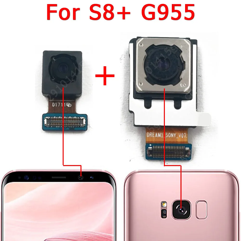 삼성 갤럭시 S8 플러스 G955F 용 전면 후면 카메라, 전면 메인 페이싱 카메라 모듈 교체 예비 부품