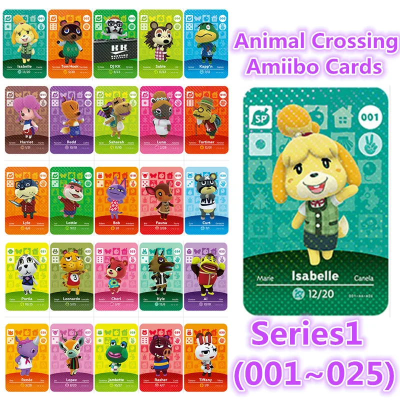 Серия 1 (001-025) карта Amiibo для скрещивания животных новые горизонты совместимые с NS