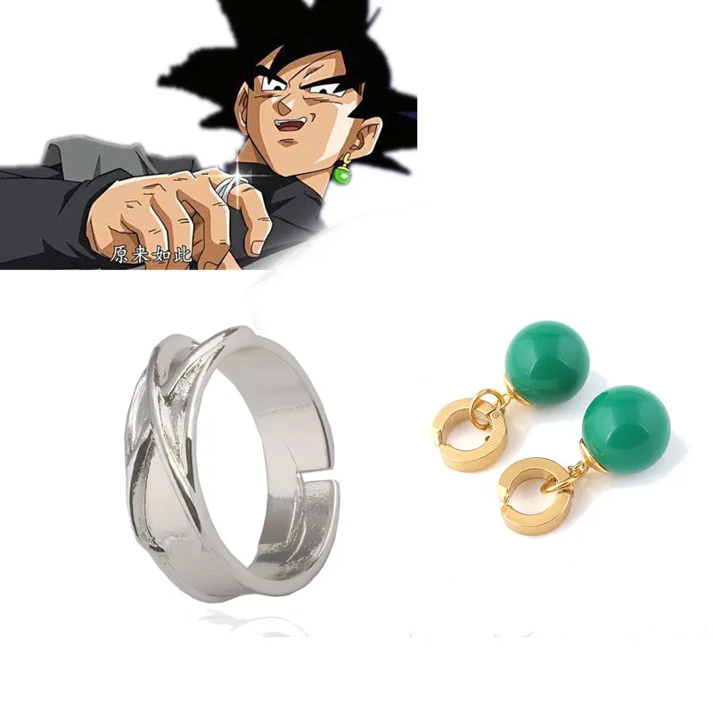 

Anime Dragon Ball Z Dark Goku figure Time Ring Halloween Cosplay Goku Agate Hoop Earrings Model Toy Dragon Ball figure Boys Gift
