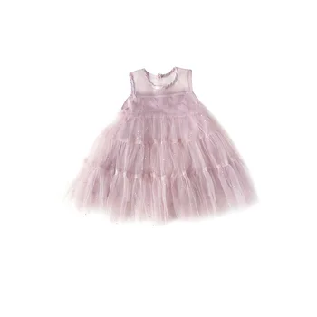 

WLG Girls Princess Dress Kids Summer Mesh Sleeveless Pink Ruffle Dresses Baby Girl Cute Beautiful Clothes for 2-7 Years