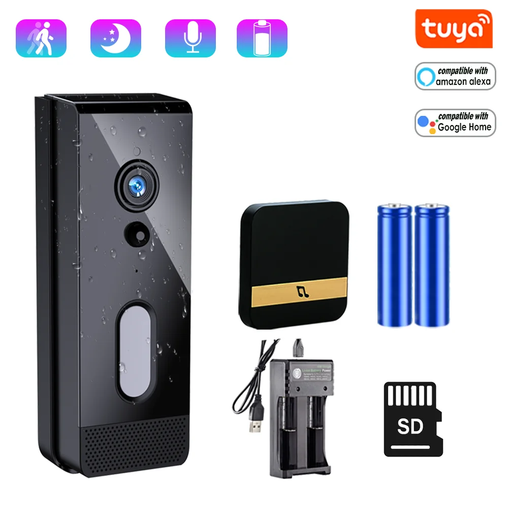 wireless video intercom system Tuya 1080P Outdoor Smart Home Doorbell Camera Waterproof WiFi Video Intercom Support Alexa Security Protection Two Way Audio video entry system