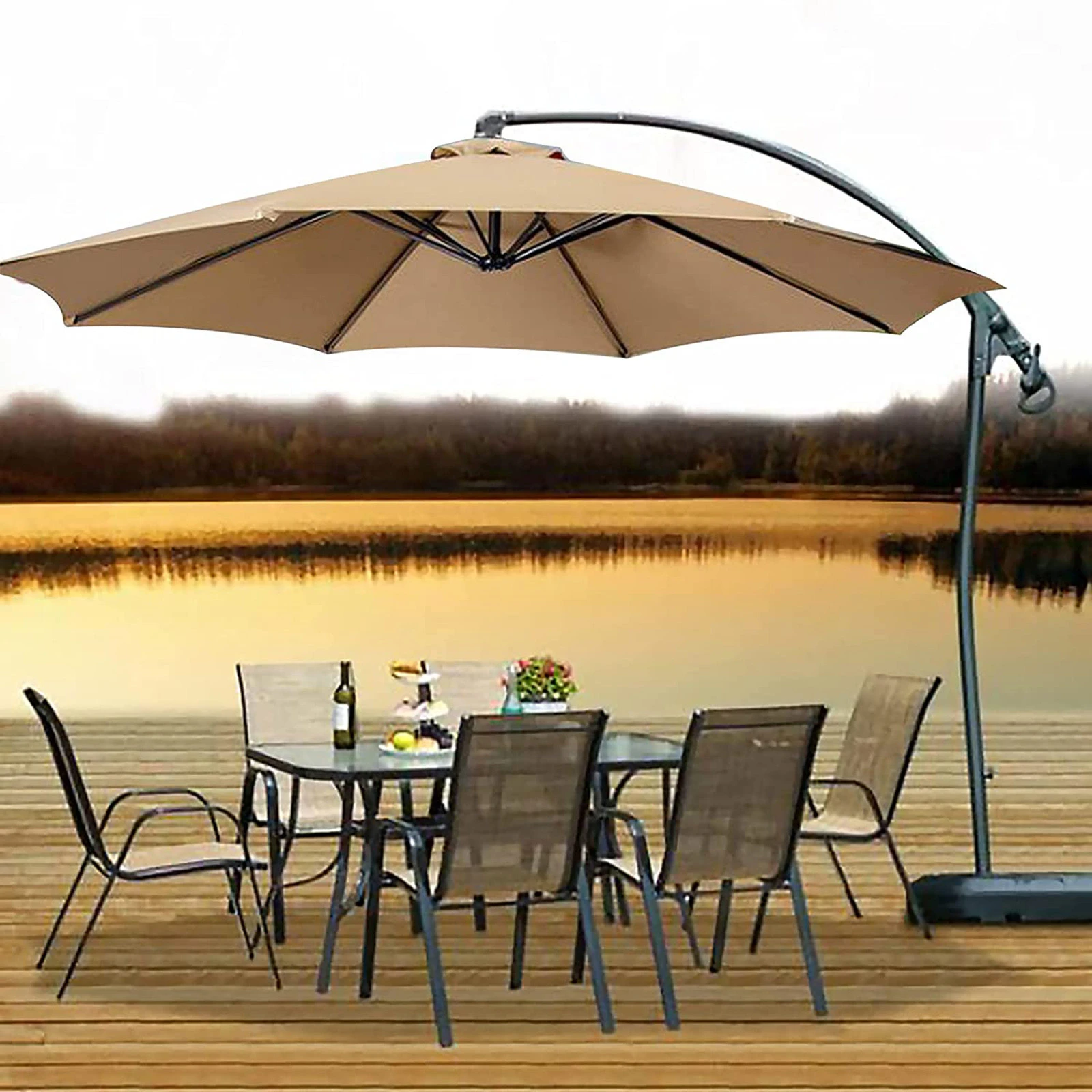 parasol design -pliant-centré-partie-ombrante-bandes-planche-phénolique-mât-acier-inox-ensombra-gandia-blasco