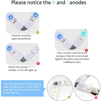 

10pcs/pack 4 Pin 10mm Buckle 5050 Fastener Professional Easy Install Corner Right Angle L Shape Connector RGB LED Strip Light