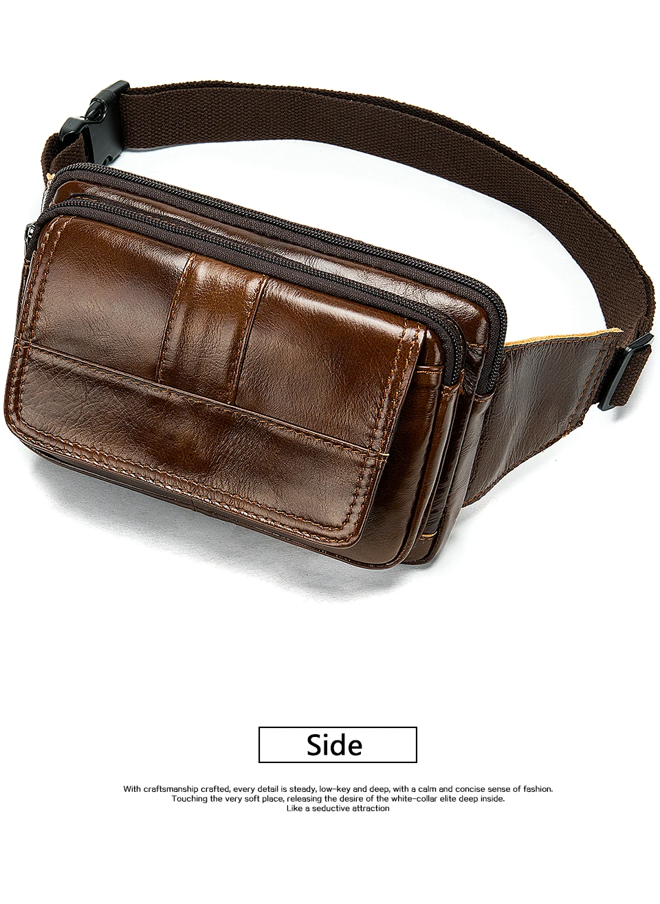 Waist Bag Leather Genuine Men Fanny Pack Money Belt Bag Phone Pouch Bags for Men Small Male Travel Waist Chest Pack 30