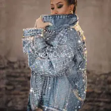 Блестящие стразы джинсовая куртка наряд сексуальный Блейзер модный дизайн для танцора ds Dj певица одежда для сцены ночной клуб танцевальный костюм