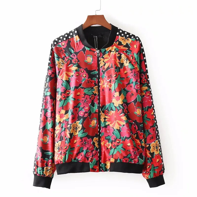 AliExpress EBay, весенняя одежда, стиль, западный стиль, узор в горошек, панельный рукав, принтованная куртка пилота для женщин