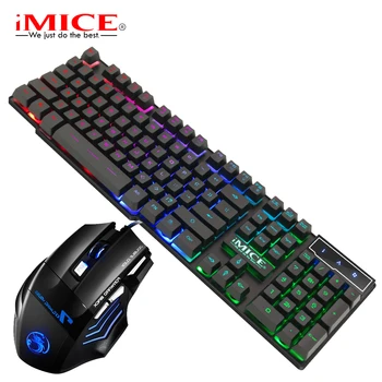 

iMICE 104 Silicone Blacklit Keyboard Double Click Wired Mouse Anti-gosting Keyboard with Wired Mouse for Laptop and PC