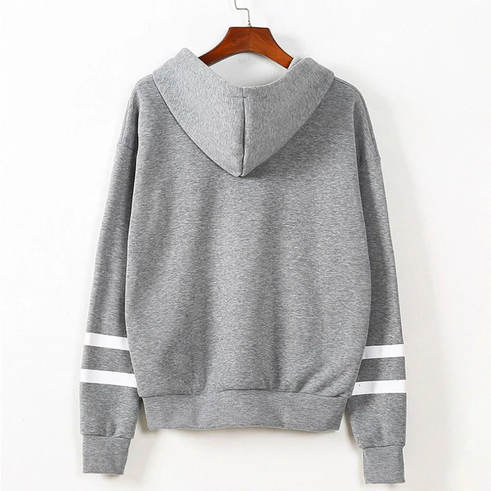 NOTHING Womens Print Long Sleeve Hoodie Sweatshirt Jumper Hooded Pullover Tops Blouse M0822