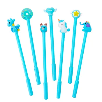 

50PCS/lot Korea Online Celebrity Soft Adorable Cartoon Blue Gel Pen Cute Creative Pet Signing Pen Student Writing Pen Stationery