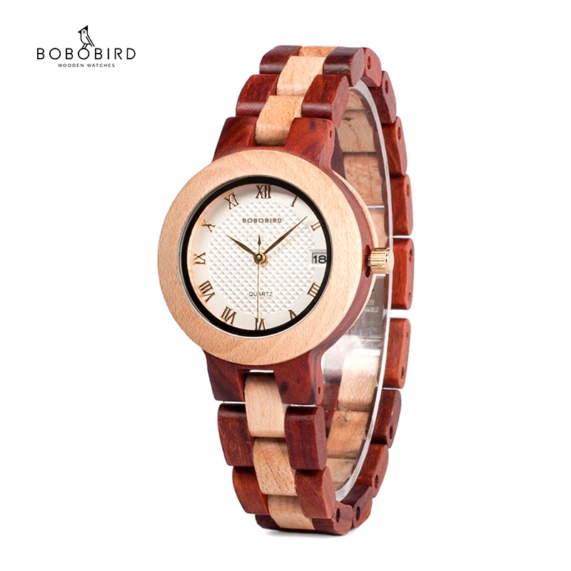 Baratos Reloj de mujer BOBO mujeres pájaro relojes Japón movimiento relojes de madera banda de cuarzo reloj de madera para las mujeres C M19