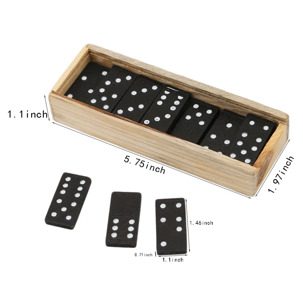Domino de Madera Juego de Mesa Divertido para Chicos y Adultos color Negro