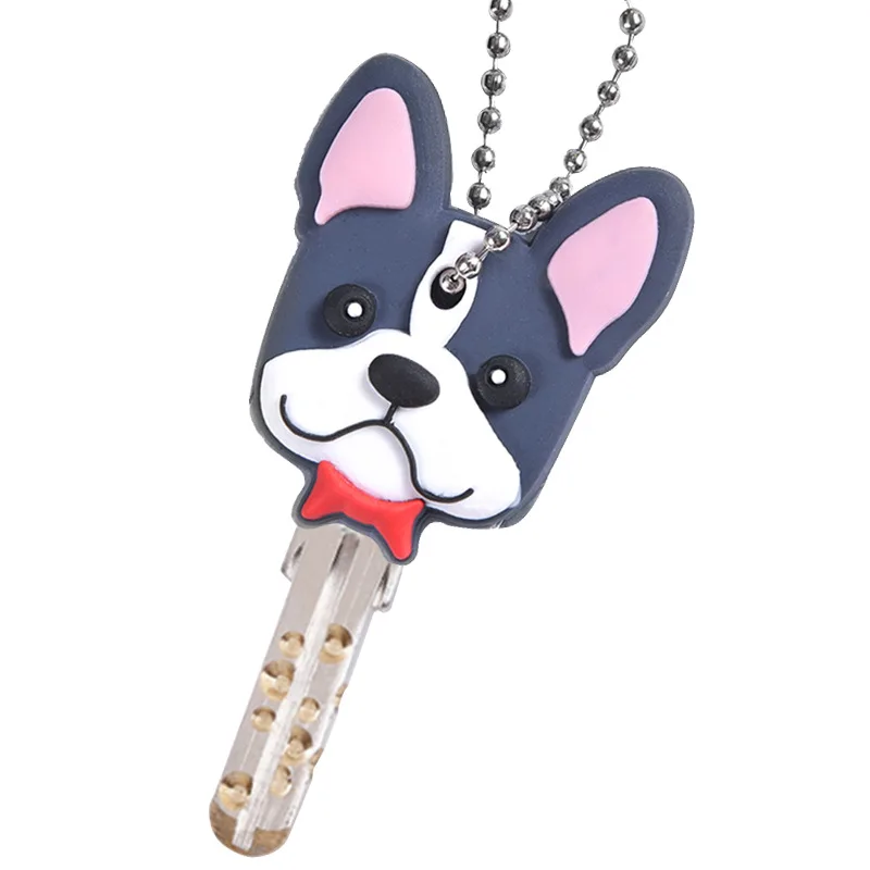 

1Pcs Cute Cartoon Dog Cat Animals Silicone Keychain For Women/Man Key Cover Key Caps Key Ring Key Holder Kids Gift Key chains