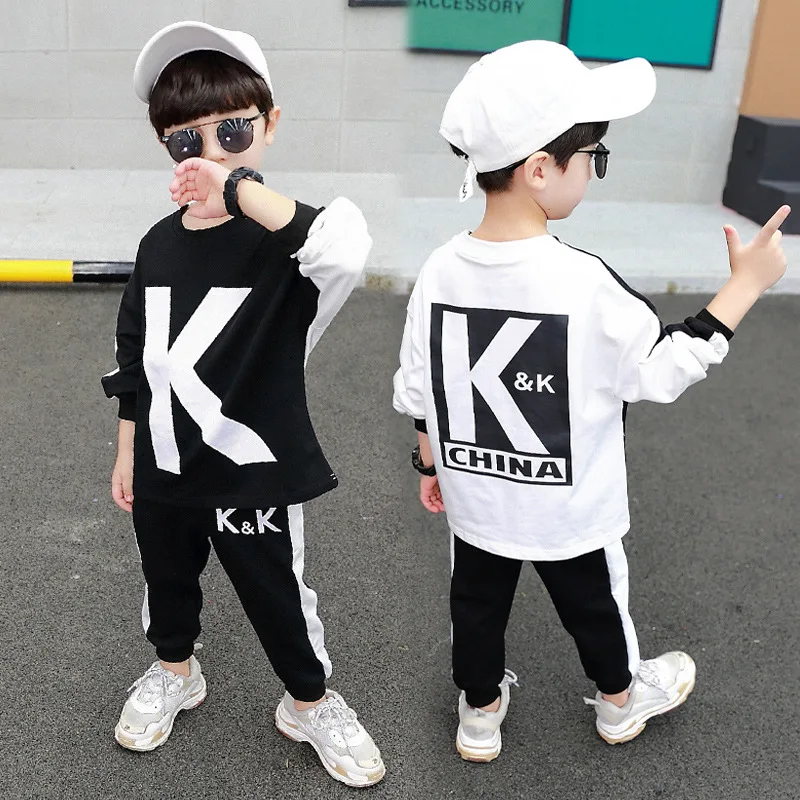 

Dear Love Lee Now Celebrity Style KK Combat Team Uniforms Korean Statements Wu White BOY'S Suit Children Two-Piece Set