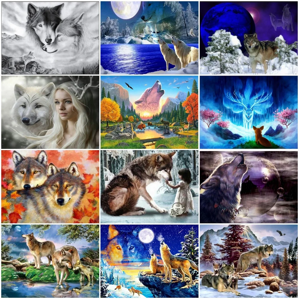 

5D DIY Diamond Painting Wolf Crystal Diamond Painting Cross Stitch Animal wolf packl Needlework Home Decorative