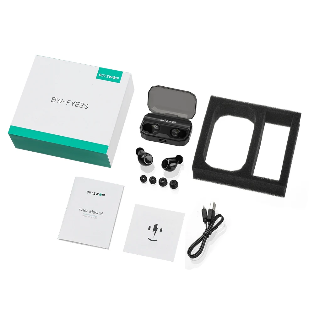 BlitzWolf FYE3S FYE3 TWS True Wireless Bluetooth 5.0 Inear Earphone 2600mAh Battery Charging Digital Power Display Sport Earbuds
