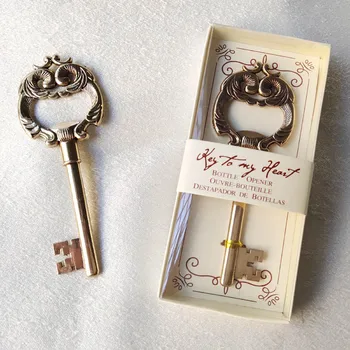 

60PCS/LOT Wholesale Antique Key Bottle Opener Wedding Guests Souvenirs and Bridal Shower Favors
