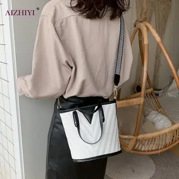

PU Leather Bucket Bags Women Luxury Pattern Handbag Capacity Casual Black Shoulder Messenger Bags Ladies PU Purse