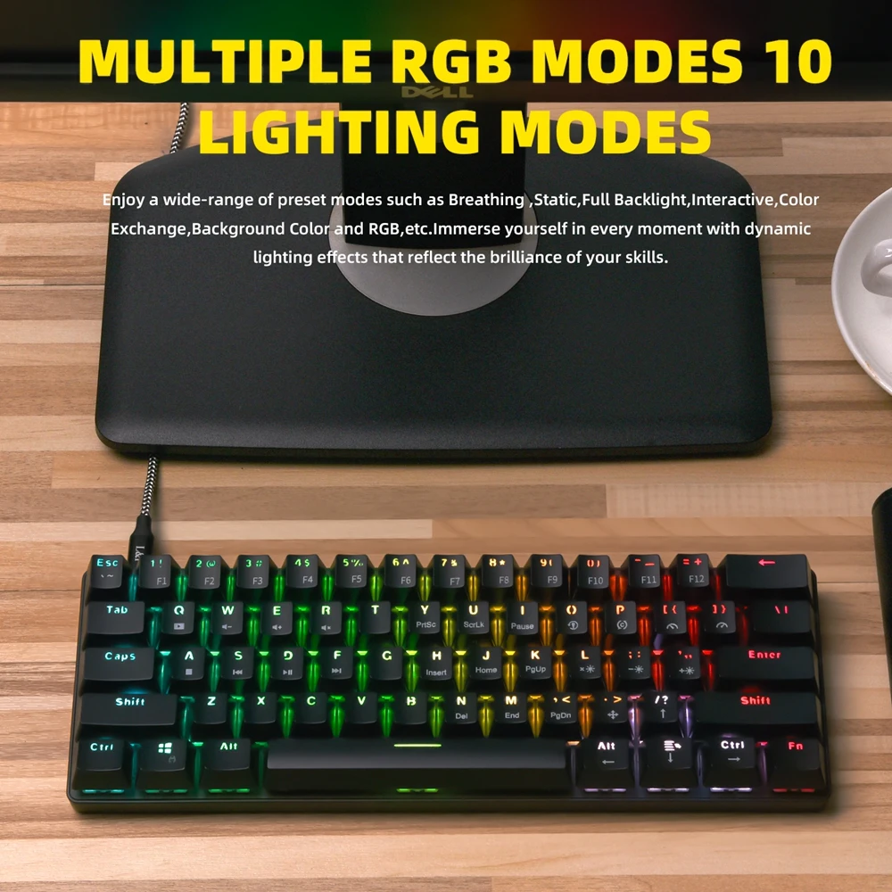 Led tipo de Software Pato Esperto Teclado Mecânico Rgb Interruptor c Duplo Keycap Macro Programa Azul Vermelho Marrom Preto Xs61 60% - Imagem 2