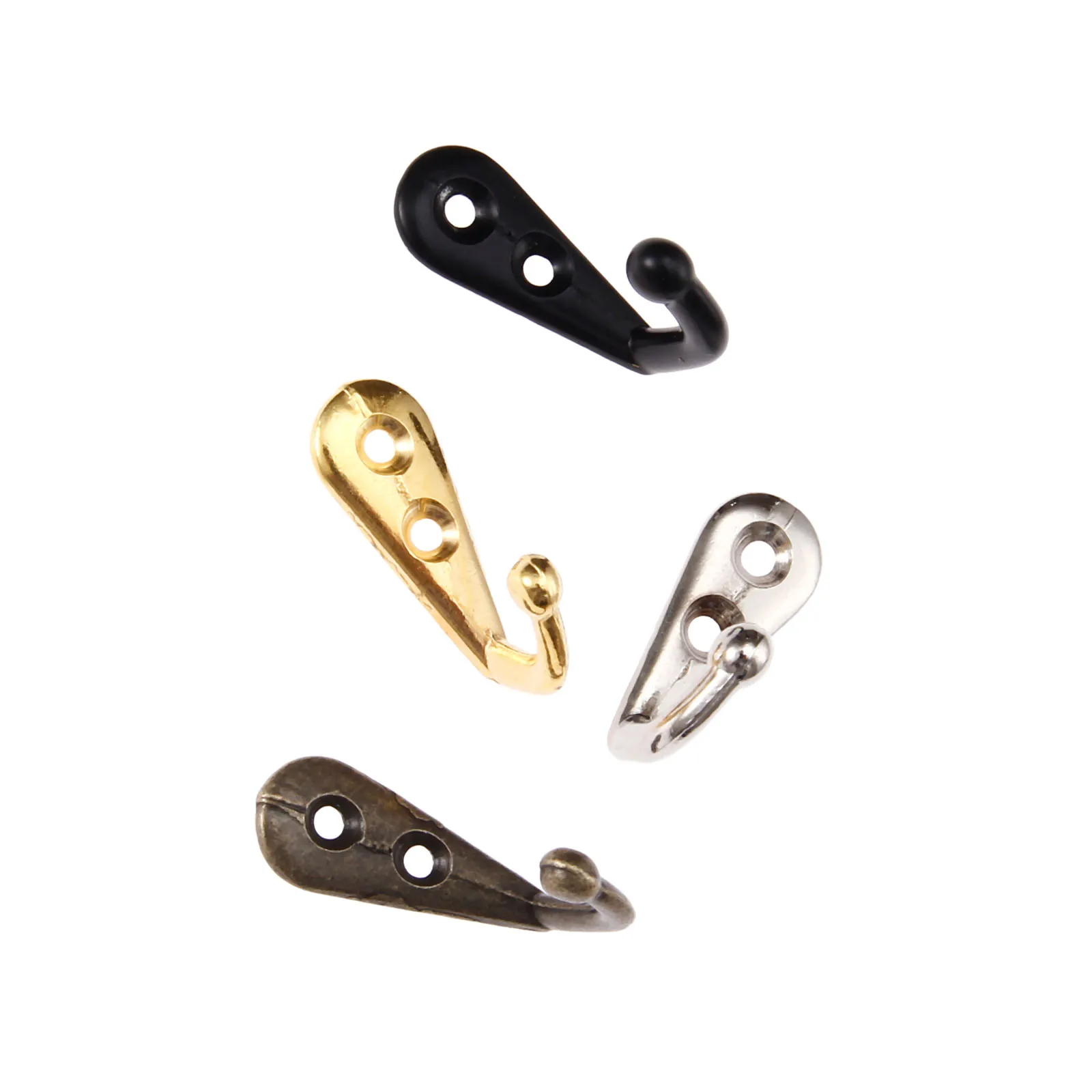 5sets Hooks Wall Mounted Hanger w/screws Black/Gold/Silver/Antique bronze Coat/Key/Bag/Towel/Hat Holder Decor Bathroom Kitchen 6