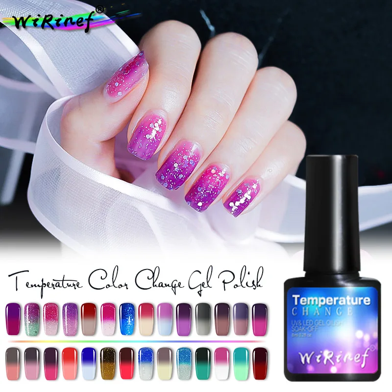 

WiRinef 8 Ml Thermal Color Changing Gel Nail Polish Temperature Soak Off UV Hybrid Varnish Magic Gel Polish