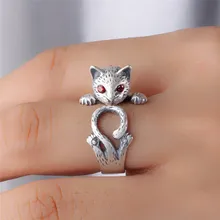 1 Uds. Anillo de gato bonito hecho a mano para mujeres, niñas, hombres, cola de gato de Navidad, joyería de fiesta a la moda para amantes de las mascotas, accesorios de regalo