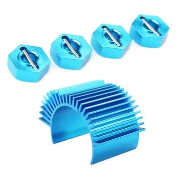 

AM05-4Pcs Metal Hexagon Set for Wltoys 12428 12423 1/12 & 1Pcs Rc Car Spare Parts 540 550 Motor Radiator Blue