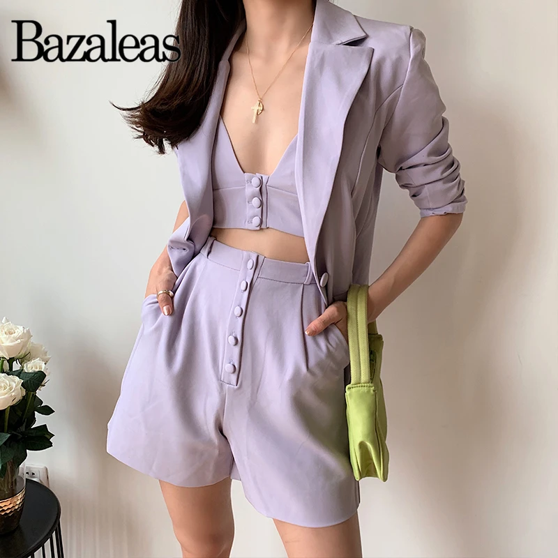 Винтажный спортивный костюм Bazaleas женский фиолетовый модный Комплект из трех