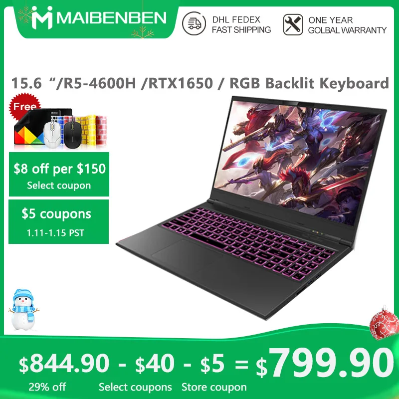 Новое поступление игровой ноутбук MAIBENBEN Maibook X546 [AMD Ryzen5 4600H/GEFORCE GTX 1650 4G/15 6 дюйма ADS/RGB