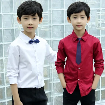 

2020 Children's Tops Autumn Long Sleeve Cotton Kids Shirts Black White Patchwork Teenage Boys Shirts For Children School Uniform