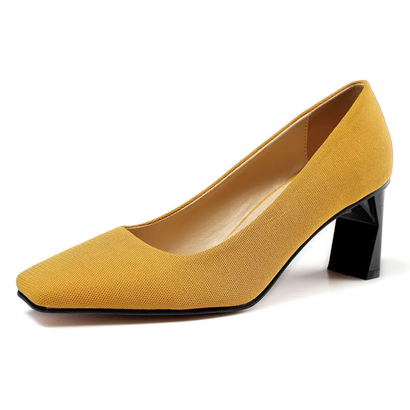 

2020 Best selling single shoes fashion solid color square head shallow mouth with women's shoes sexy charm work shoes