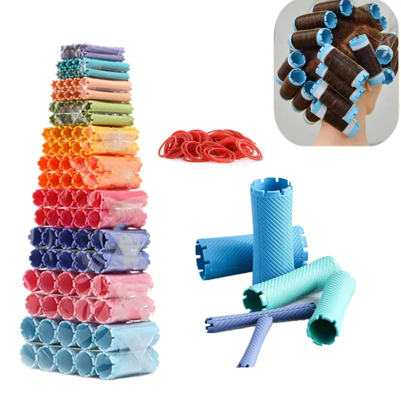 100Pcs Hair Perm Rods Set Plastic Cold Wave Rods Perming Curlers Hairdressing Styling Tool (10 Size, Mixed Color)