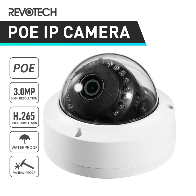 Антивандальная Водонепроницаемая камера видеонаблюдения POE 3 Мп 1296P/1080P