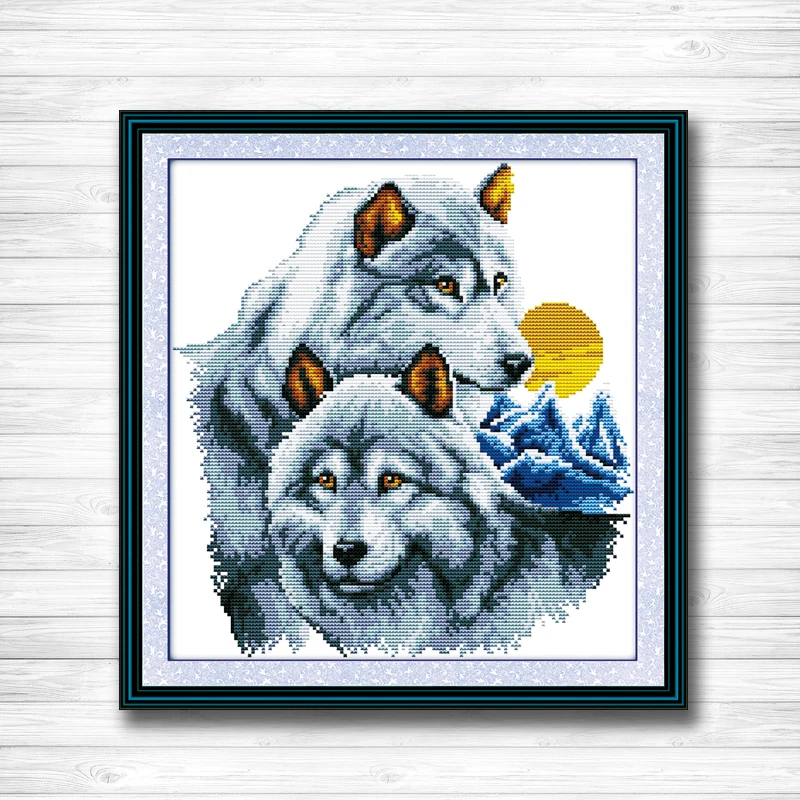 

The Wolf partners Counted Printed on canvas DMC Needlework Kits Embroidery Sets 14CT 11CT DIY Cross Stitch animal decor painting