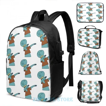 

Funny Graphic print Squidward Dab(3) USB Charge Backpack men School bags Women bag Travel laptop bag