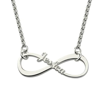

AILIN Personalized Infinity Necklace with One Name In Sterling Silver Best Gift for Lovers