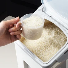 Scatola di immagazzinaggio del riso da 10kg con coperchio di chiusura sigillo contenitore per cereali sigillato per alimenti organizzatore portatile per utensili da cucina